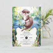 シンプルカルムオッター誕生日 招待状 (スタンド正面)