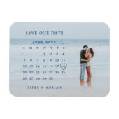 シンプルカレンダー写真の結婚式の日付を保存 マグネット (横)