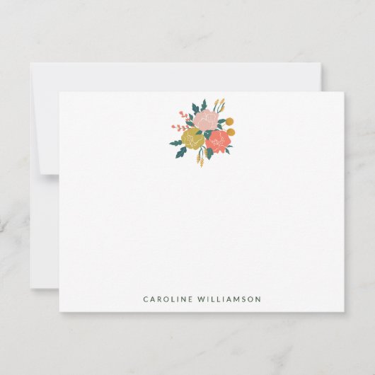 シンプルカワイトボホ植物パーソナライズされた花 ノートカード (正面)
