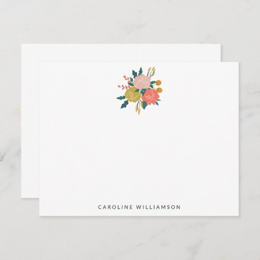 シンプルカワイトボホ植物パーソナライズされた花 ノートカード (正面/裏面)