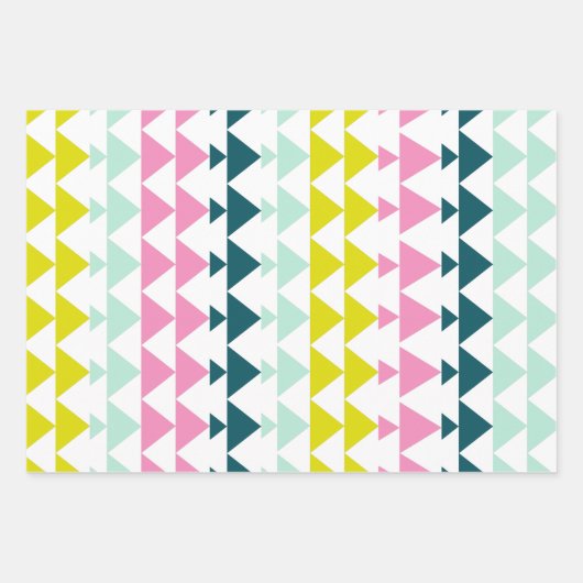 シンプルカワイト幾何学模様ピンクミントチャートルーズ ラッピングペーパーシート (正面2)