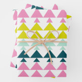 シンプルカワイト幾何学模様ピンクミントチャートルーズ ラッピングペーパーシート (インサイチュ)