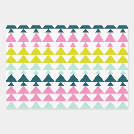 シンプルカワイト幾何学模様ピンクミントチャートルーズ ラッピングペーパーシート (正面)