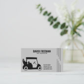 シンプルカートシルエットグレーゴルフインストラクター 名刺 (スタンド正面)