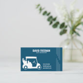 シンプルカートシルエットブルーゴルフインストラクター 名刺 (スタンド正面)