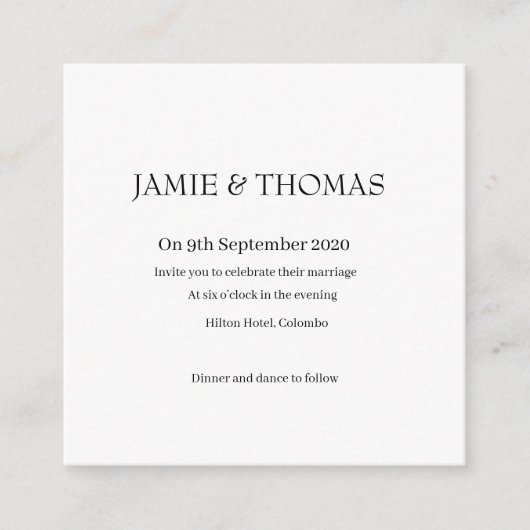 シンプルカ結婚ード エンクロージャーカード (正面)