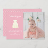 シンプルガウンバプテスマ写真サンキューカード サンキューカード (正面/裏面)