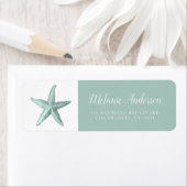 シンプルガラス水彩スターフィッシュ差出人住所 ラベル (インサイチュ)