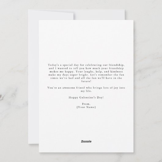 シンプルガレンティンの日の友だち永遠の写真 シーズンカード (裏面)