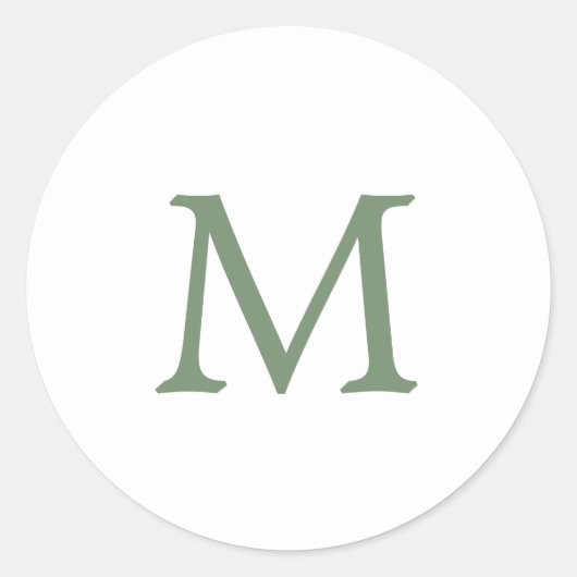 シンプルガーデングリーンとホワイトモノグラム結婚ズ ラウンドシール (正面)