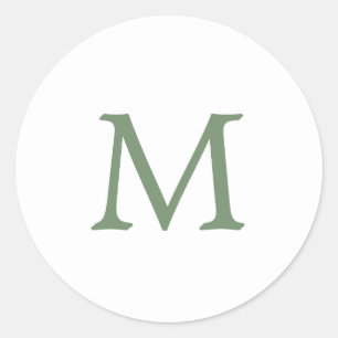 シンプルガーデングリーンとホワイトモノグラム結婚ズ ラウンドシール