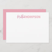 シンプルガーリーエレガント赤面ピンク名 ノートカード (正面/裏面)