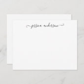 シンプルガーリーモダンクラシックBlack Gray Script ノートカード (正面/裏面)