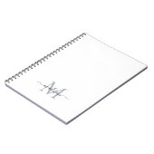 シンプルガーリーモダンScript Monogram Black Gray ノートブック (左側)