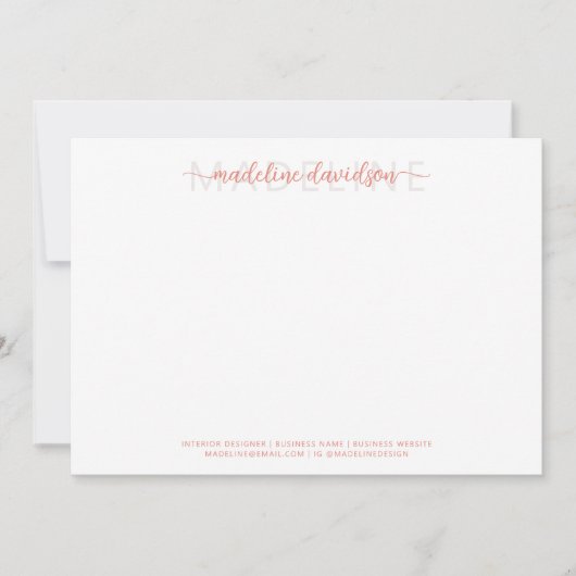 シンプルガーリー赤面桃名文房具 ノートカード (正面)