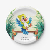 シンプルキッズオウム誕生日 ペーパープレート (正面)