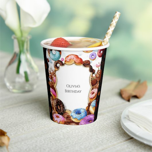 シンプルキッズドーナツ誕生日 紙コップ (インサイチュ)
