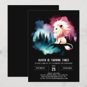 シンプルキッズライオン誕生日 招待状 (正面/裏面)