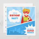 シンプルキッドのスーパーヒーロー空白の誕生日 招待状 (正面/裏面)