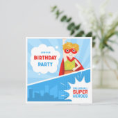 シンプルキッドのスーパーヒーロー空白の誕生日 招待状 (スタンド正面)