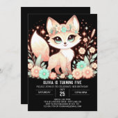 シンプルキツネカスタムデジタル誕生日 招待状 (正面/裏面)