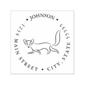 シンプルキツネ行スケッチ戻りラベル セルフインキングスタンプ (デザイン)