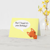 シンプルキツネ誕生日カード カード (黄色い花)