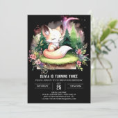 シンプルキツネ誕生日デジタル 招待状 (スタンド正面)