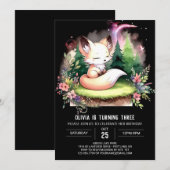 シンプルキツネ誕生日デジタル 招待状 (正面/裏面)