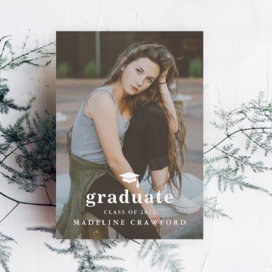 シンプルキャップ写真卒業 招待状