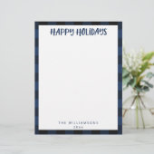 シンプルキュートカスタムネイビープレイドホリデーステーショナリー レターヘッド (スタンド正面)