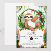 シンプルキュートスロッス誕生日 招待状 (正面/裏面)