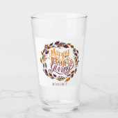 シンプルキュートハッピーサンクスギビングカボチャ秋 タンブラーグラス (正面)