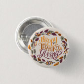 シンプルキュートハッピーサンクスギビングカボチャ秋 缶バッジ (正面&裏面)