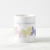 シンプルキュートパステルボタニカル自然蝶 コーヒーマグカップ (中央)