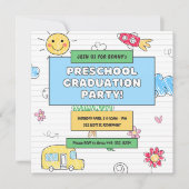 シンプルキュートプリスクール卒業パーティー招待状 招待状 (正面)