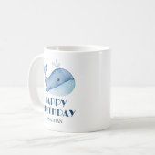 シンプルキュートホエールブルーシーハッピーバースデー コーヒーマグカップ (正面左)