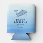 シンプルキュートホエールブルーシーハッピーバースデー 缶クーラー (裏面)