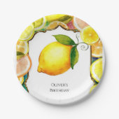 シンプルキュートレモン誕生日 ペーパープレート (正面)