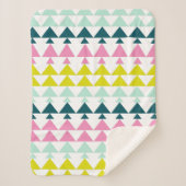 シンプルキュート幾何学模様ピンクミントシャートルーズ シェルパブランケット (正面)