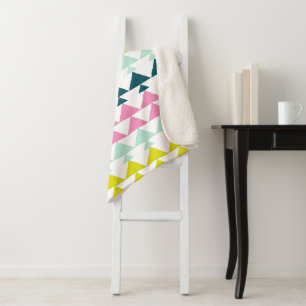 シンプルキュート幾何学模様ピンクミントシャートルーズ シェルパブランケット