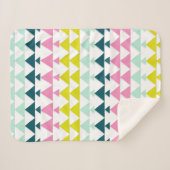 シンプルキュート幾何学模様ピンクミントシャートルーズ シェルパブランケット (正面(横))