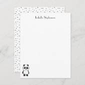 シンプルキュート白黒パンダパーソナライズされた ノートカード (正面/裏面)