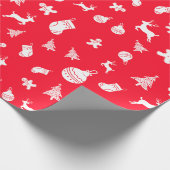 シンプルキュート赤と白クリスマス ラッピングペーパー (角)