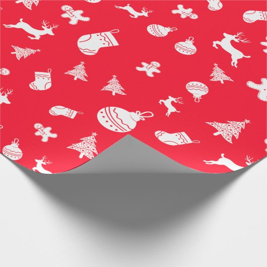 シンプルキュート赤と白クリスマス ラッピングペーパー (角)