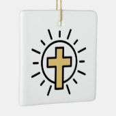 シンプルキリスト教十字架 セラミックオーナメント (右)
