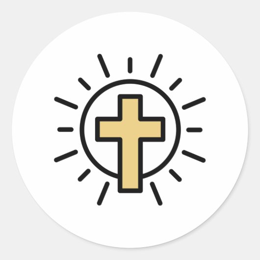 シンプルキリスト教十字架 ラウンドシール (正面)