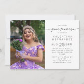 シンプルキンセアニェラ15th誕生日パーティー写真 招待状 (正面)