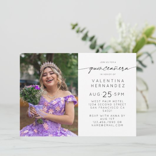 シンプルキンセアニェラ15th誕生日パーティー写真 招待状 (スタンド正面)