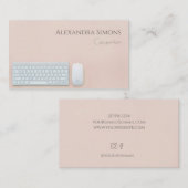シンプルキーボードとマウス付きピーチ 名刺 (正面/裏面)
